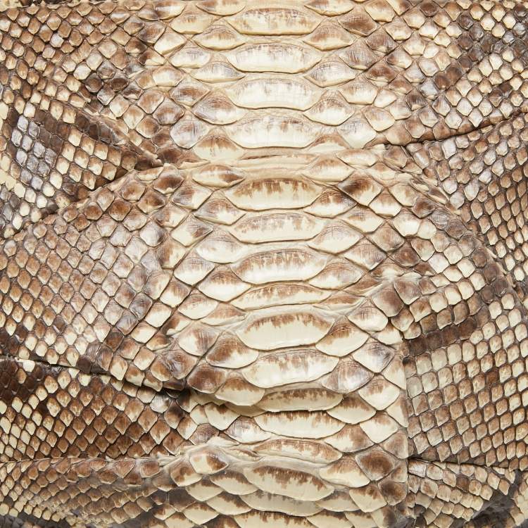 Pre Owned Zagliani Beige/Grey Python Oversized Clutch