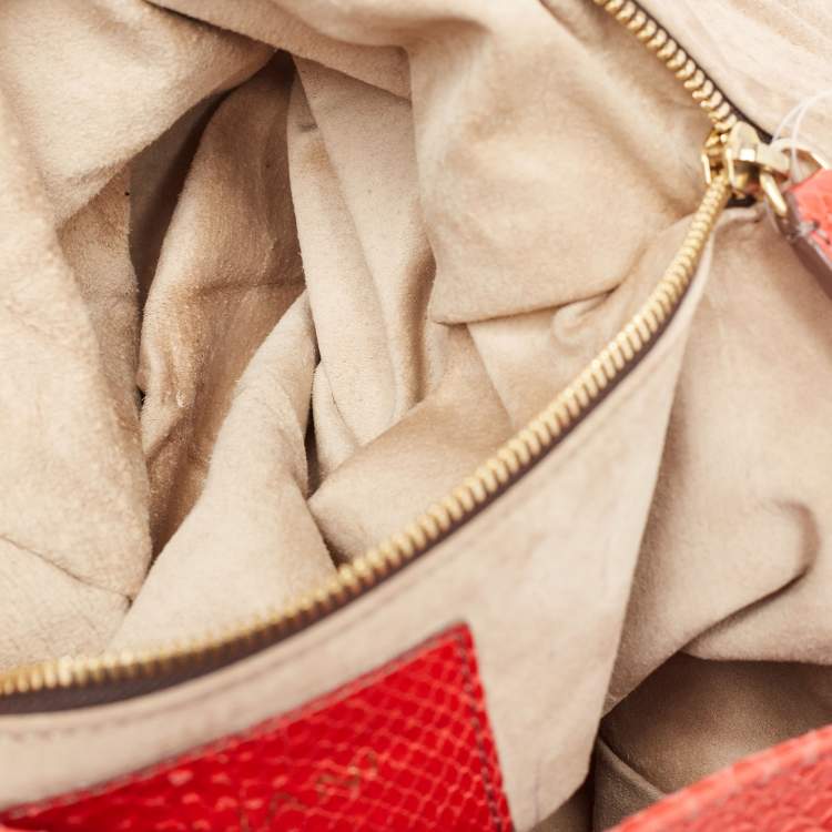 Pre Owned Zagliani Red Python JJ Flap Hobo