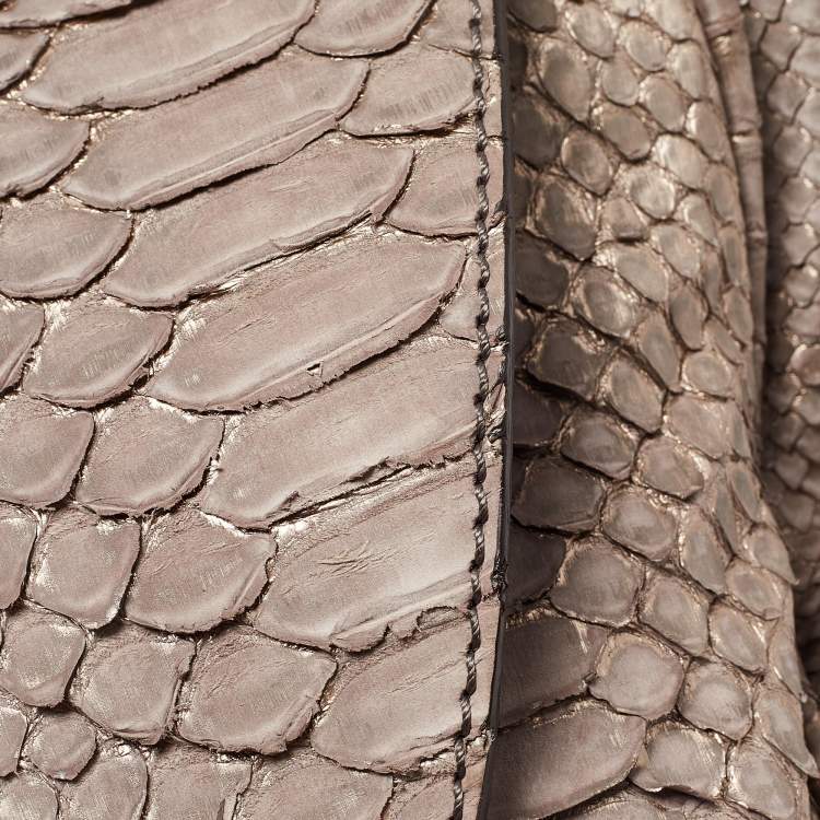 Pre Owned Zagliani Beige/Metallic Python Weekender Bag