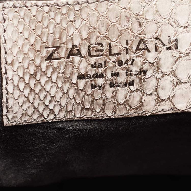 Pre Owned Zagliani Beige/Metallic Python Weekender Bag