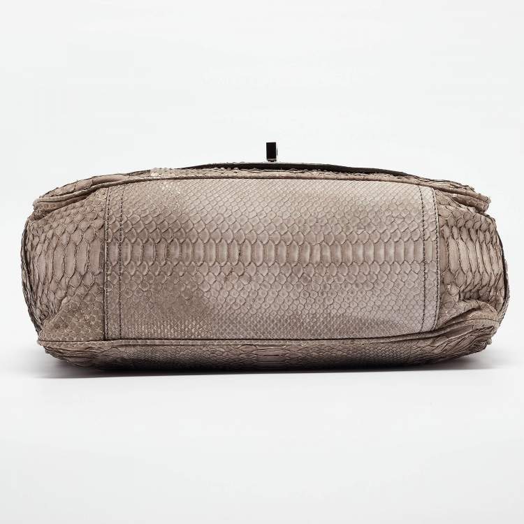 Pre Owned Zagliani Beige/Metallic Python Weekender Bag