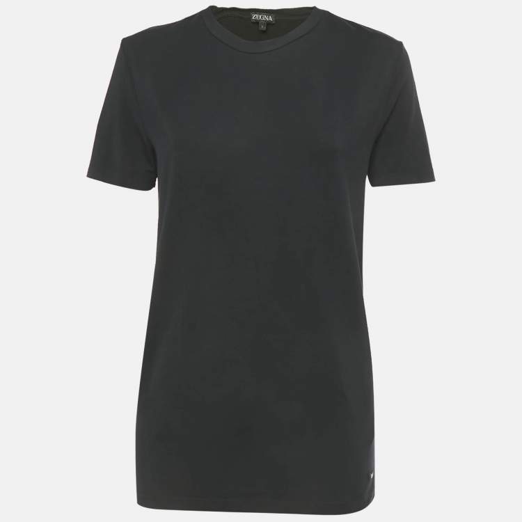 مملوكة مسبقًا Zegna Black Jersey Crewneck T-Shirt L