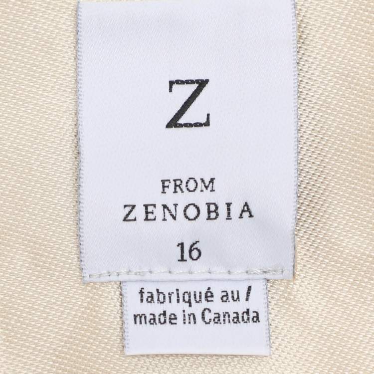 مملوكة مسبقًا Z from Zenobia Metallic Beige Wide Collar Coat XL