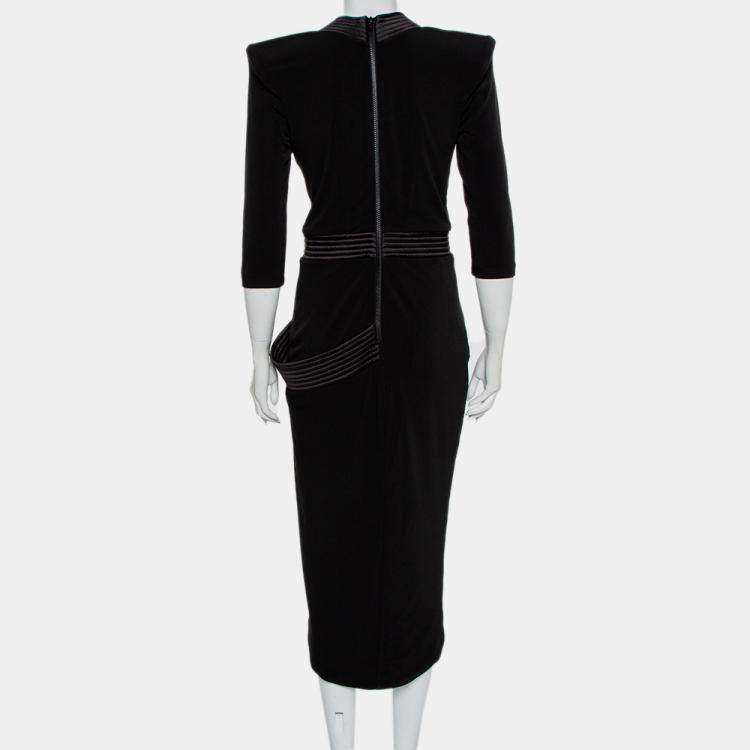 Pre Owned Zhivago Black Jersey Padded Shoulder Eye Of Horus Gown L