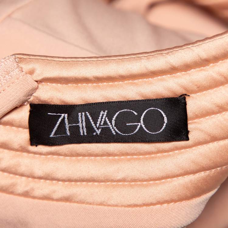 Pre Owned Zhivago Beige Knit Draped Faux Wrap Eye Of Horus Midi Dress M