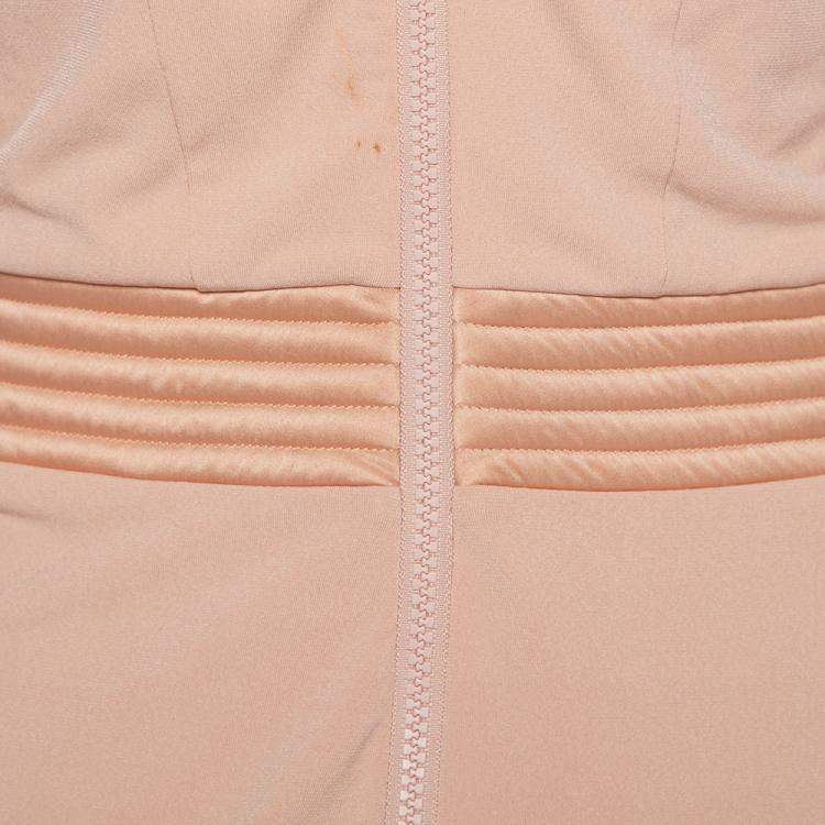 Pre Owned Zhivago Beige Knit Draped Faux Wrap Eye Of Horus Midi Dress M