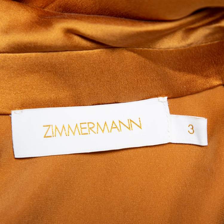Pre Owned Zimmermann Gold Satin Faux Wrap Belted Playsuit L