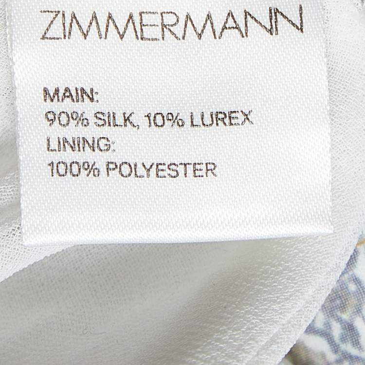 مملوكة مسبقًا Zimmermann Blue Printed Lurex Silk Empire Mist Dress M