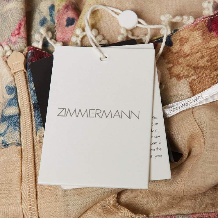 Pre Owned Zimmermann Multicolor Printed Linen Blend Melody High-Waist Shorts S