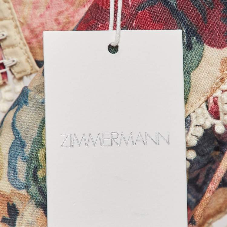 Pre Owned Zimmermann Multicolor Printed Melody Off-The-Shoulder Top S