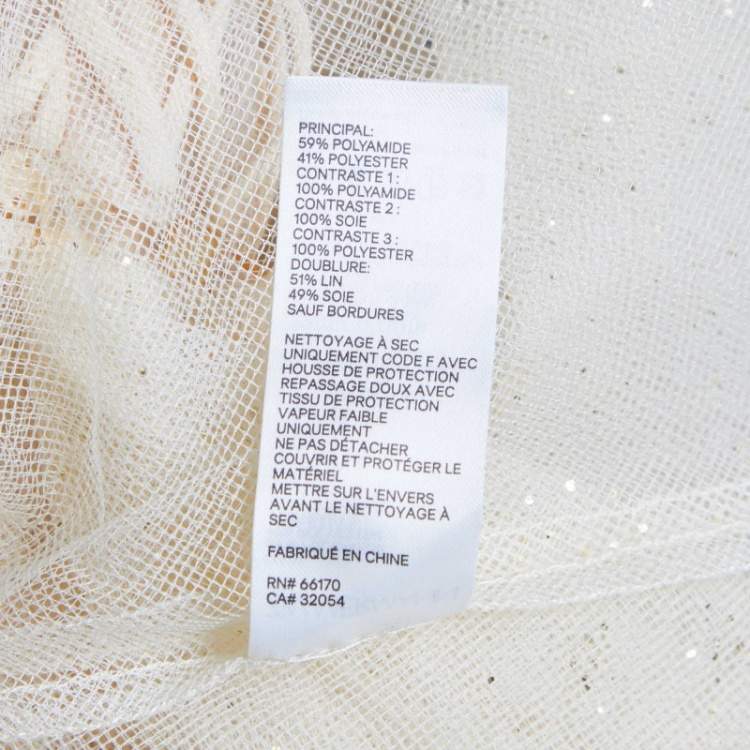 Pre Owned Zimmermann Cream Embellished Glitter Tulle Dancer Ruffled Top XS