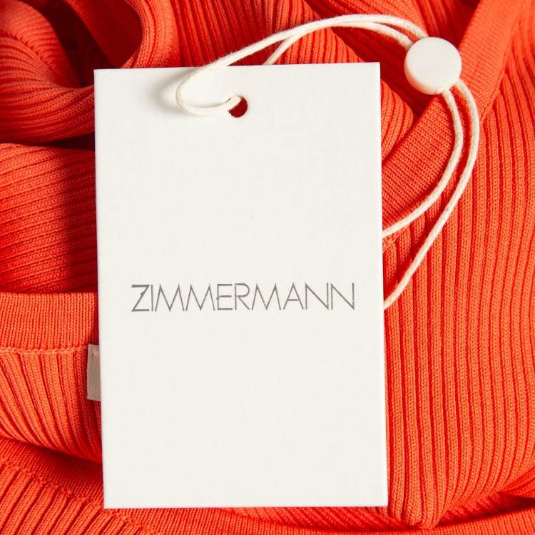 Pre Owned Zimmermann Orange Rib Knit Scoop Neck Tank Top M