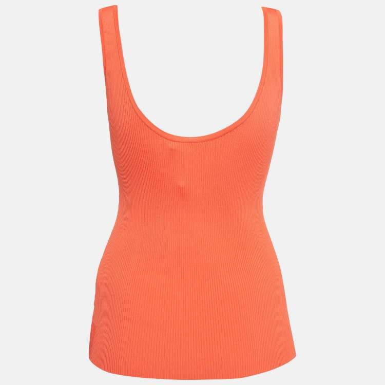 Pre Owned Zimmermann Orange Rib Knit Scoop Neck Tank Top M