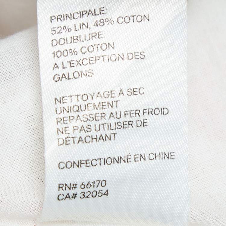 Pre Owned Zimmermann White Floral Print Linen & Cotton Scallop Short Dress S