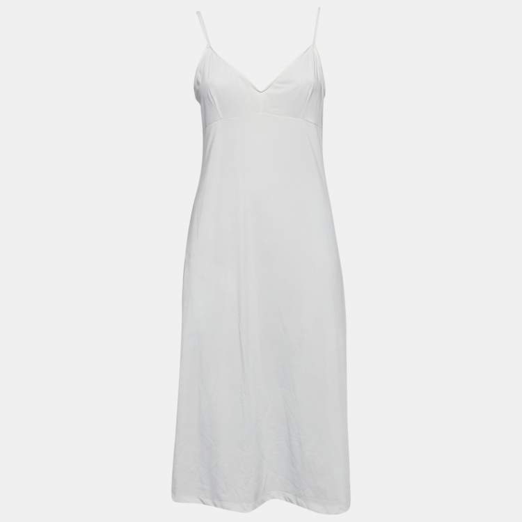 Pre Owned Zimmermann Ivory White Lace-Trim Chiffon Pleated Espionage Midi Dress L
