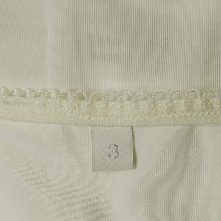 Pre Owned Zimmermann Ivory White Lace-Trim Chiffon Pleated Espionage Midi Dress L