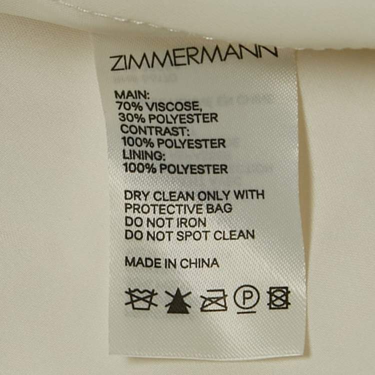 Pre Owned Zimmermann Ivory White Lace-Trim Chiffon Pleated Espionage Midi Dress L