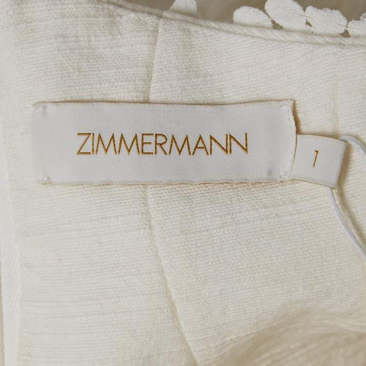Pre Owned Zimmermann White Embellished Cotton Tama Filigree Mini Skirt M