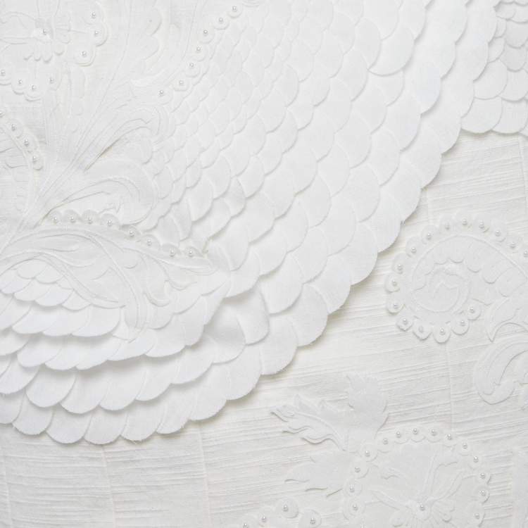 Pre Owned Zimmermann White Embellished Cotton Tama Filigree Mini Skirt M