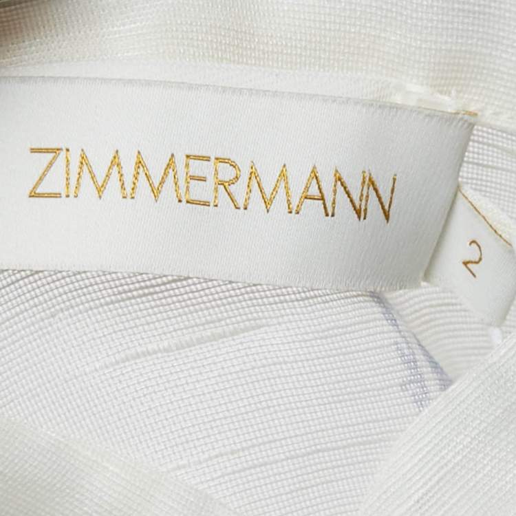 Pre Owned Zimmermann White Floral Print Linen Blend Natura Blouse M