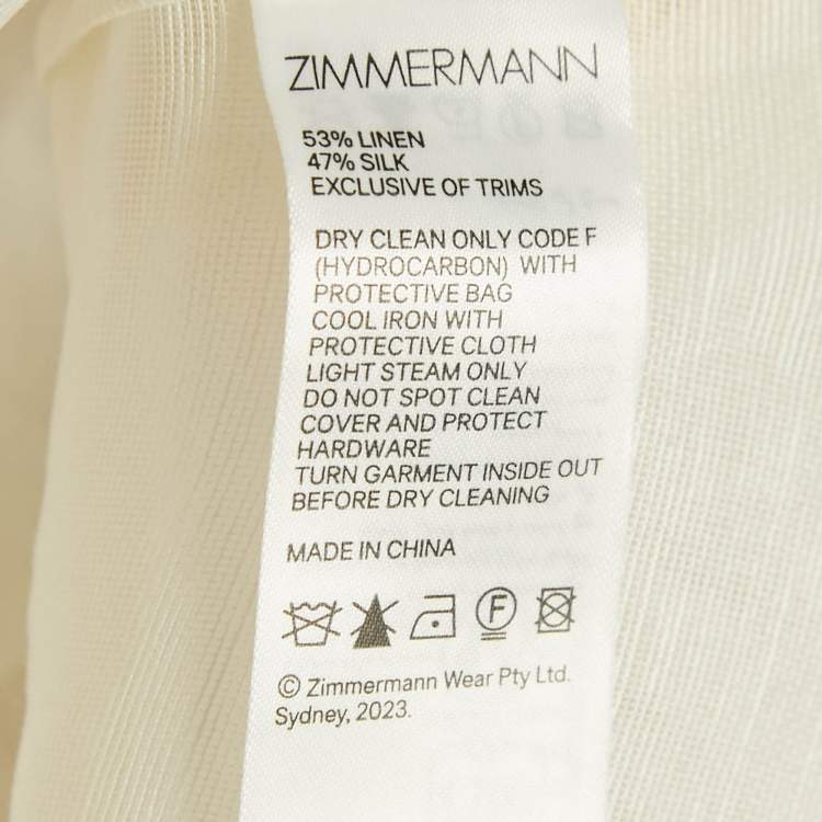 Pre Owned Zimmermann White Floral Print Linen Blend Natura Blouse M
