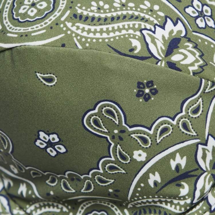 Pre Owned Zimmermann Green Paisley Print Underwired Bandeau Bikini Top L