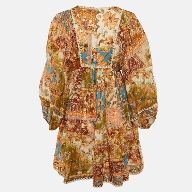 Pre Owned Zimmermann Multicolor Chintz Print Ramie Billow Mini Dress S