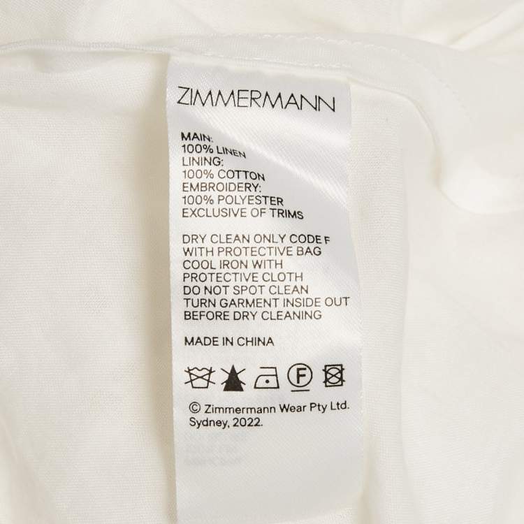 Pre Owned Zimmermann White Vacay Lace Mini Dress L