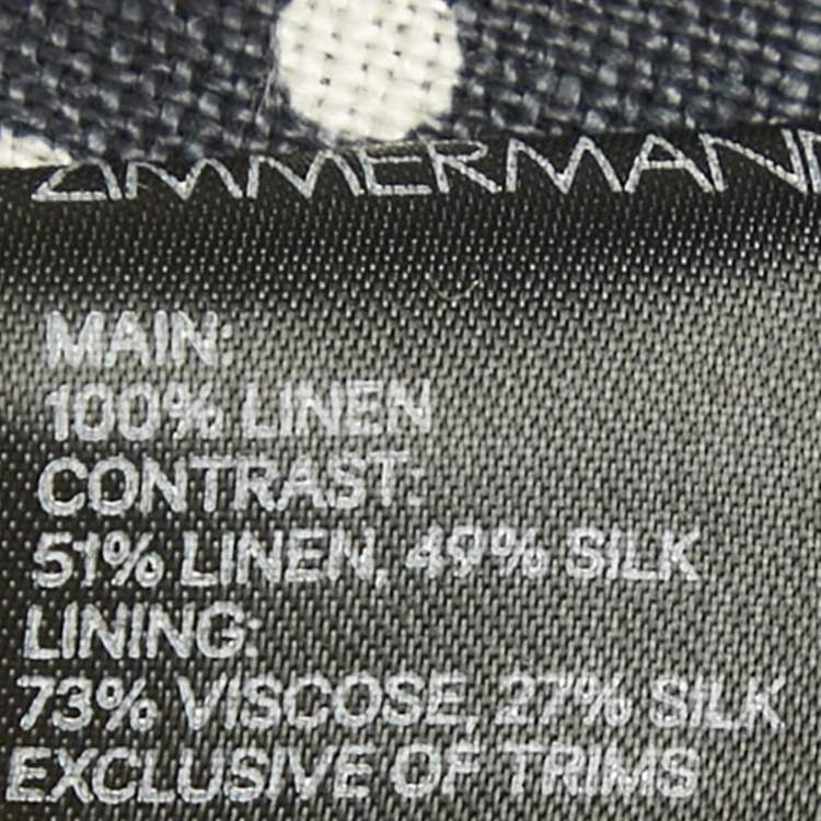 Pre Owned Zimmermann Black Polka Dots Linen Painted Heart Cascade Top M