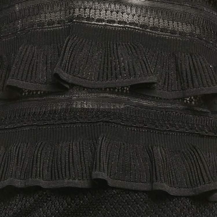 Pre Owned Zimmermann Black Knit Natura Frill Top and Skirt Set M