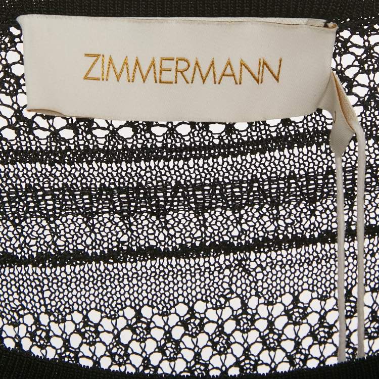 Pre Owned Zimmermann Black Knit Natura Frill Top and Skirt Set M
