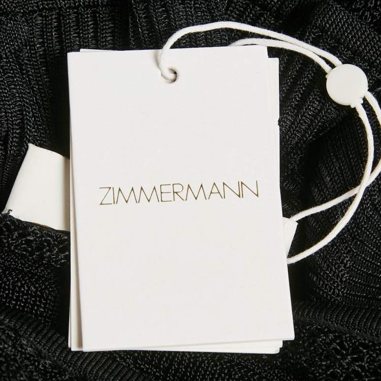 Pre Owned Zimmermann Black Knit Natura Frill Top and Skirt Set M