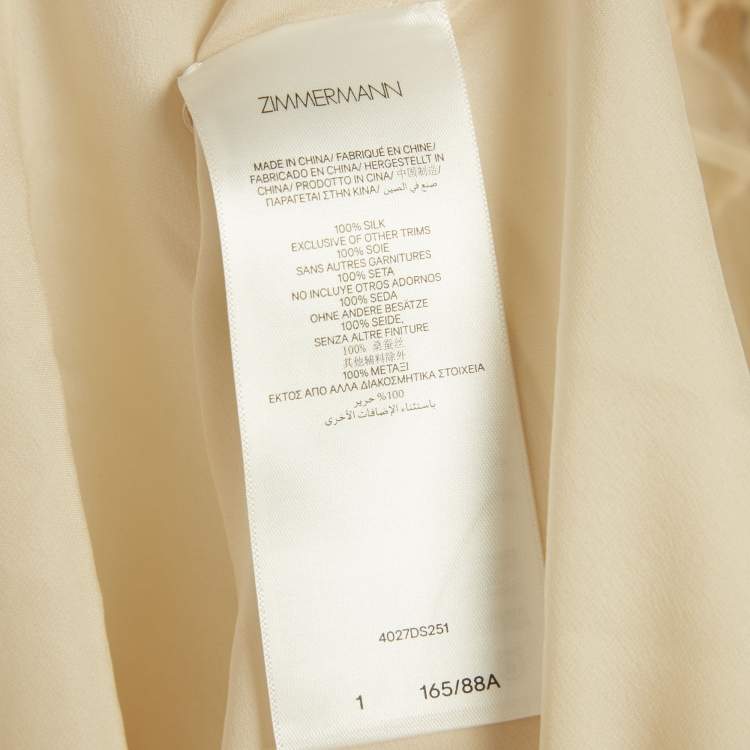 Pre Owned Zimmermann Cream Organza Illuminate Macrame Tulle Maxi Dress M