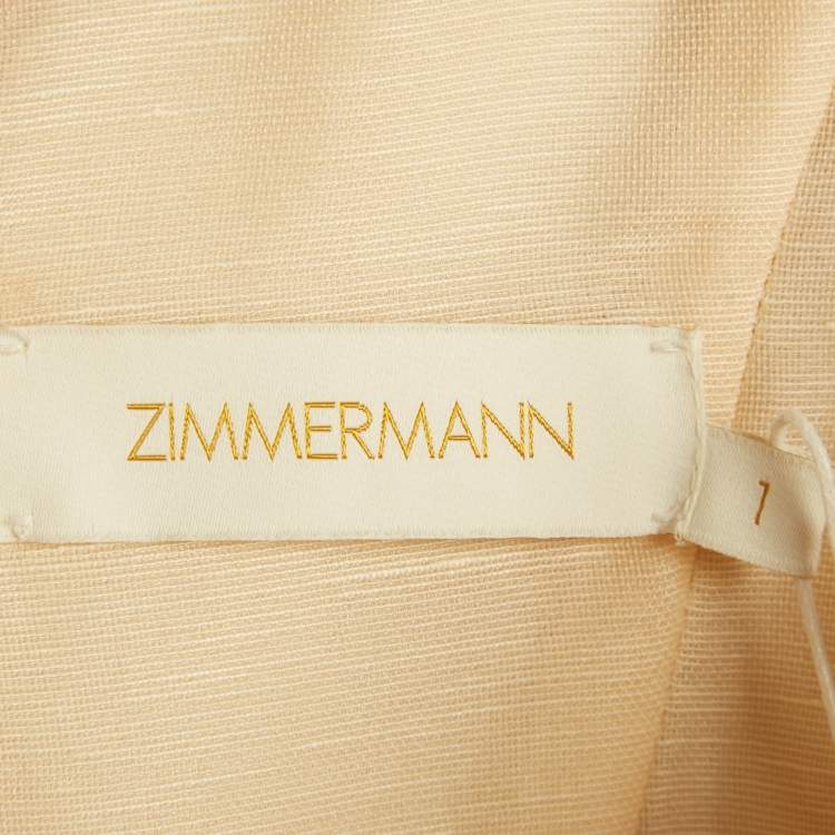 Pre Owned Zimmerman Beige Paisley Print Linen and Silk Blend Draped Midi Dress M