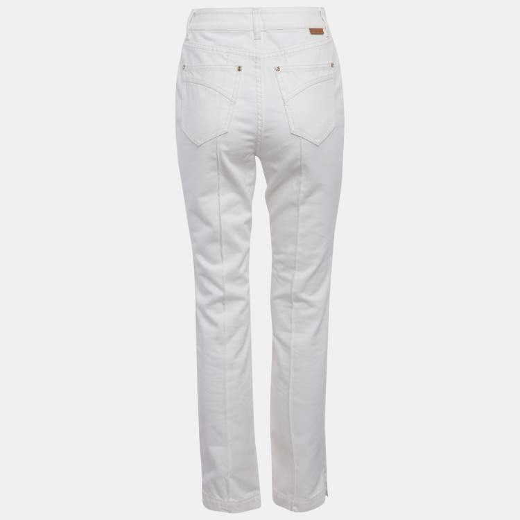 Pre Owned Zimmermann White Denim High-Rise Tapered Jeans S/Waist 27"