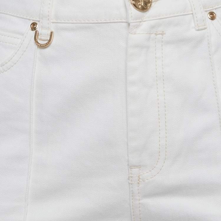 Pre Owned Zimmermann White Denim High-Rise Tapered Jeans S/Waist 27"