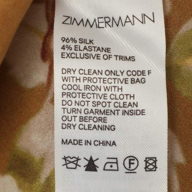 Pre Owned Zimmermann Brown Floral Print Silk Midi Dress S
