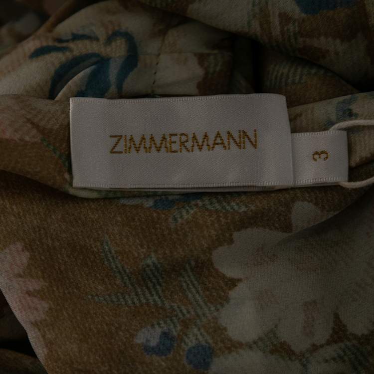 مملوكة مسبقًا Zimmermann Multicolored Floral Printed Silk Unbridled Elixir Draped Dress L