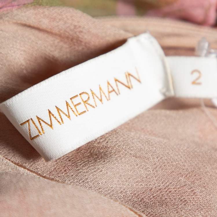 مملوكة مسبقًا Zimmermann Multicolor Rose Printed Silk Ruffled Lovestruck Slip Dress M