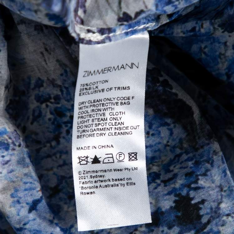 Pre Owned Zimmermann Blue Floral Printed Cotton Luminous Dress S