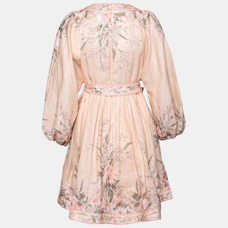مملوكة مسبقًا Zimmermann Beige Moonshine Linen Belted Dress S
