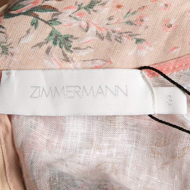 مملوكة مسبقًا Zimmermann Beige Moonshine Linen Belted Dress S