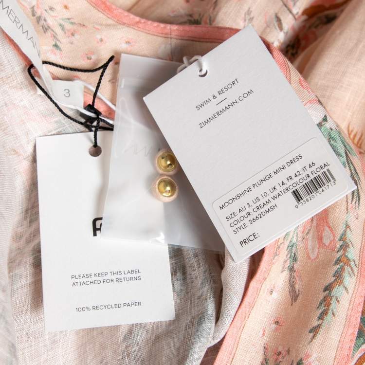 مملوكة مسبقًا Zimmermann Beige Moonshine Linen Belted Dress S