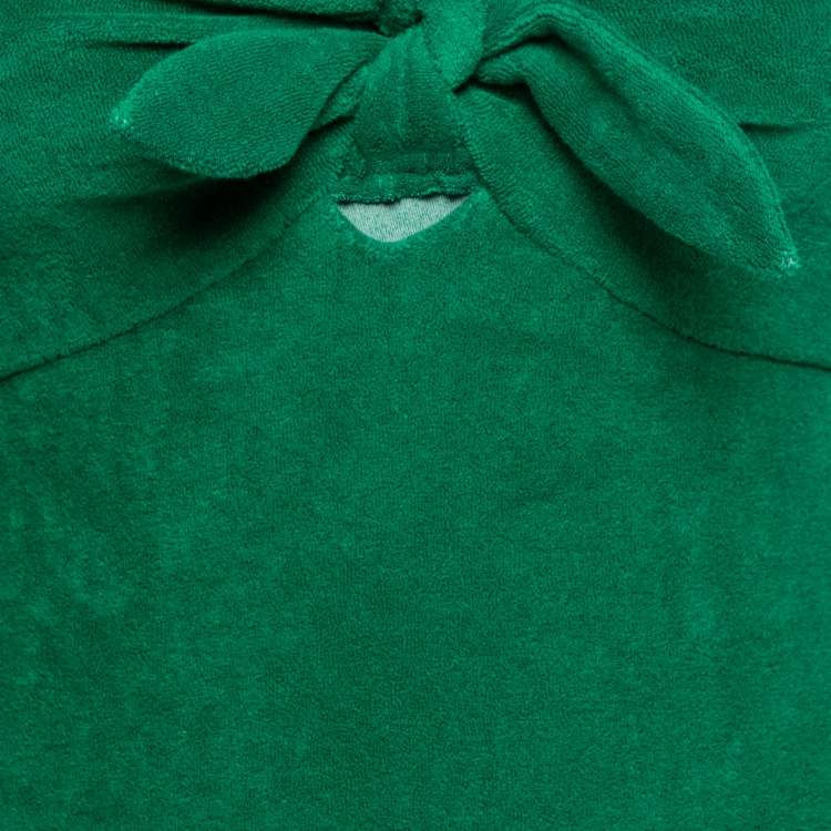 مملوكة مسبقًا Zimmermann Green Terry Cotton Teddy Bandeau Detail Dress L