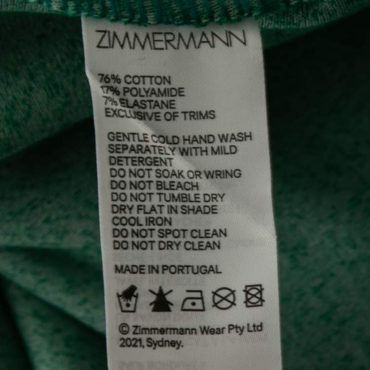 مملوكة مسبقًا Zimmermann Green Terry Cotton Teddy Bandeau Detail Dress L