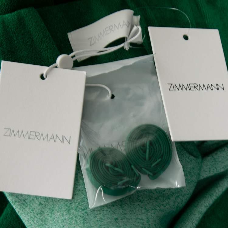 مملوكة مسبقًا Zimmermann Green Terry Cotton Teddy Bandeau Detail Dress L