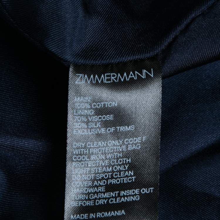 Pre Owned Zimmermann Navy Blue Velvet Double Breasted Jacket XS