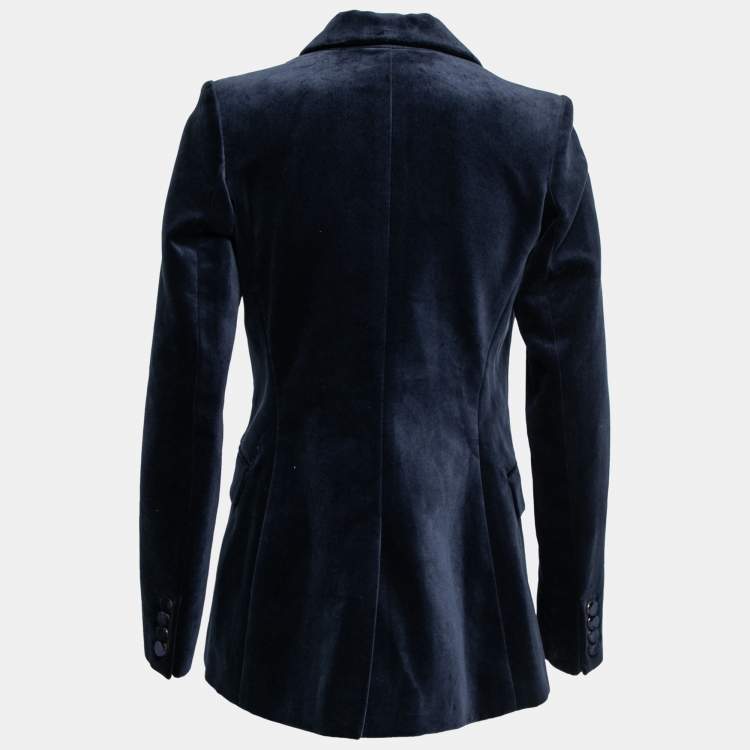 Pre Owned Zimmermann Navy Blue Velvet Double Breasted Jacket XS