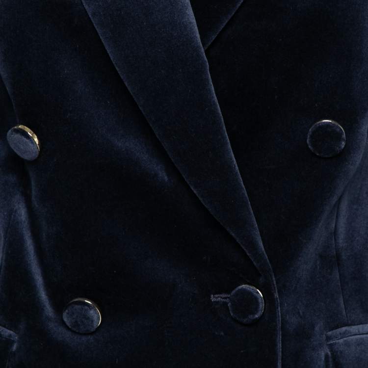 Pre Owned Zimmermann Navy Blue Velvet Double Breasted Jacket XS