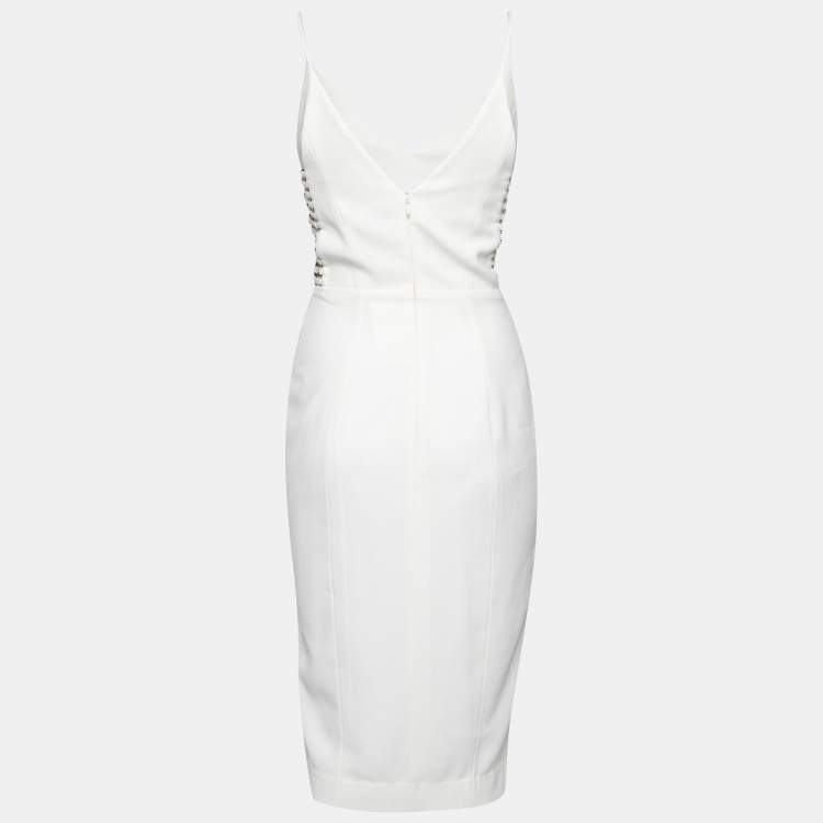 Pre Owned Zimmermann White Crepe Harness Midi Dress S